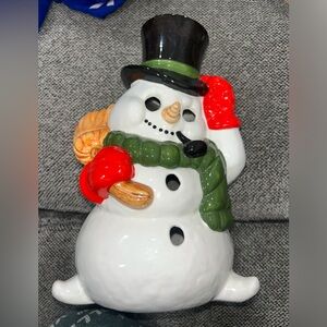 Vintage ROC Snowman candle holder